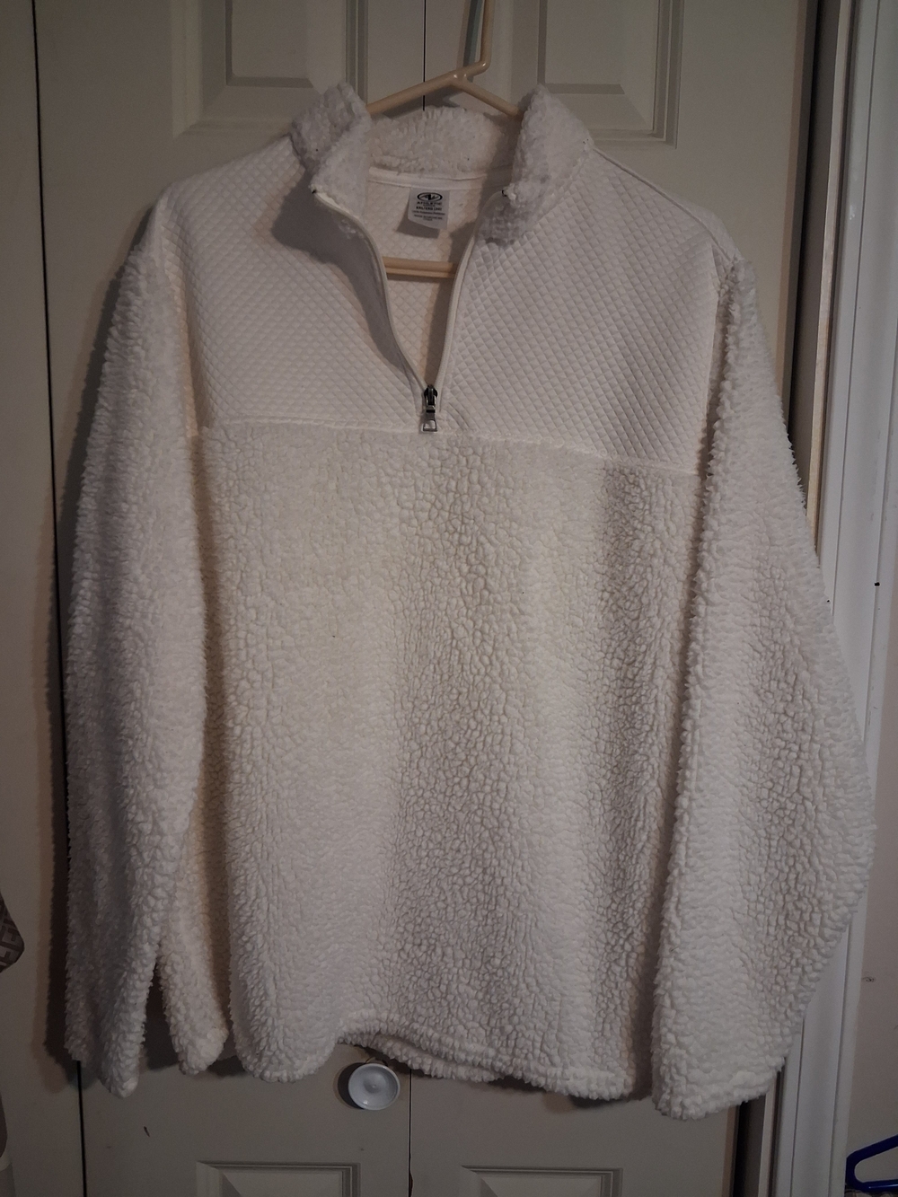 Athletic Works White Sherpa Zip-Up Pullover Sweater